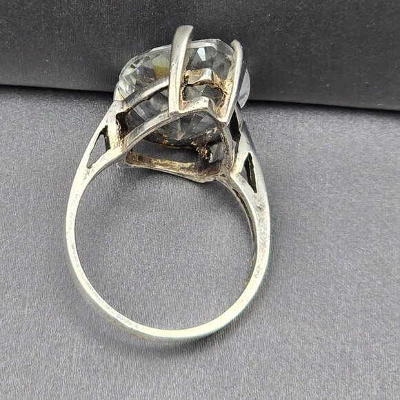 Sterling Silver 925 Lab Created Pear Cut White Sapphire Ring Size 6 Signed CA - Picture 5 of 14